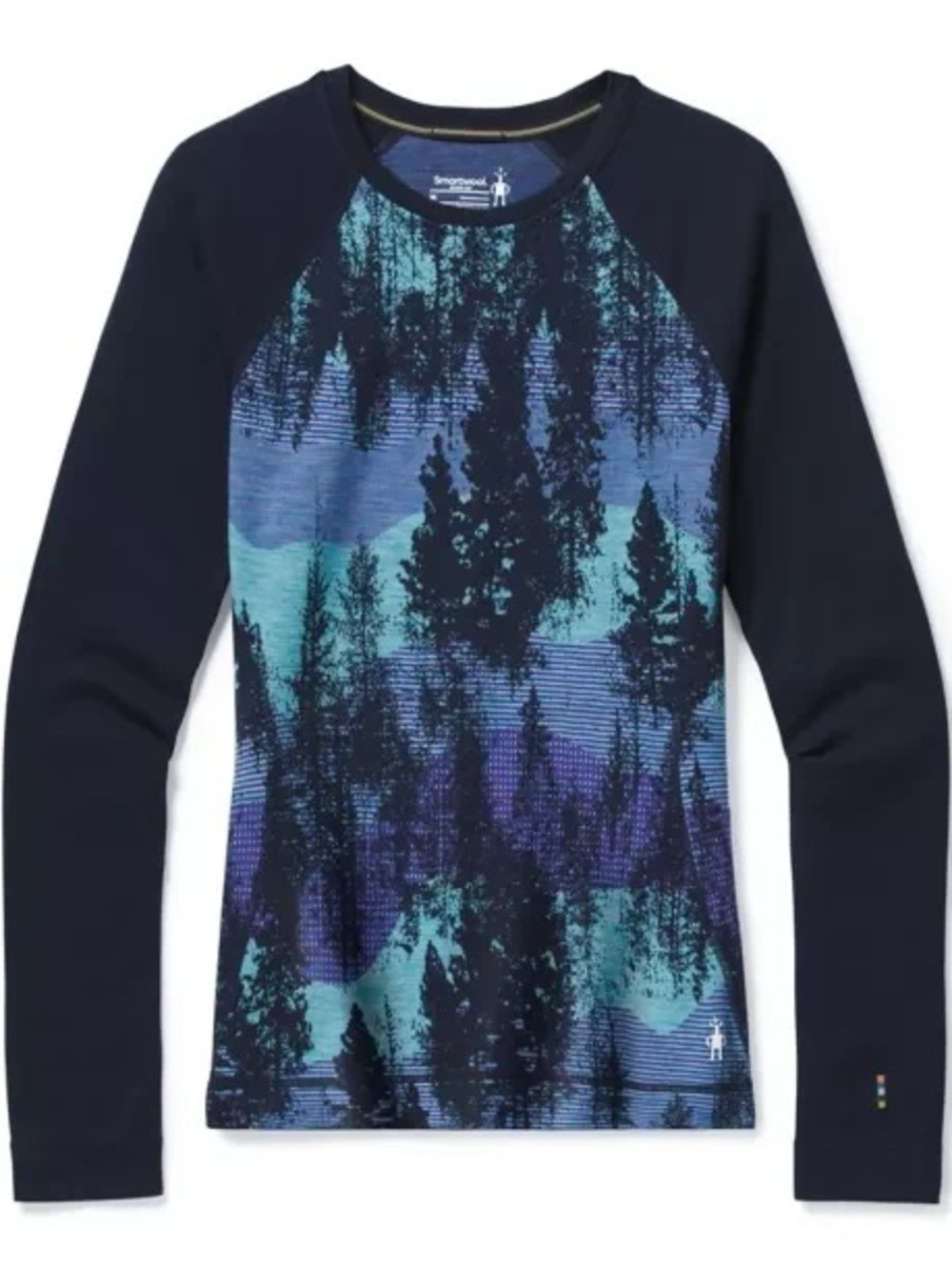 Smartwool Merino 250 Base Layer Pattern Crew Deep Forest Navy Size Large